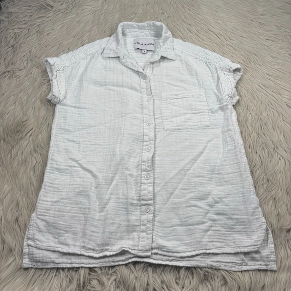 Lola River Tops - Lola River Women's S White Gauze Cotton Button Front Shirt Coastal Resort Beach
